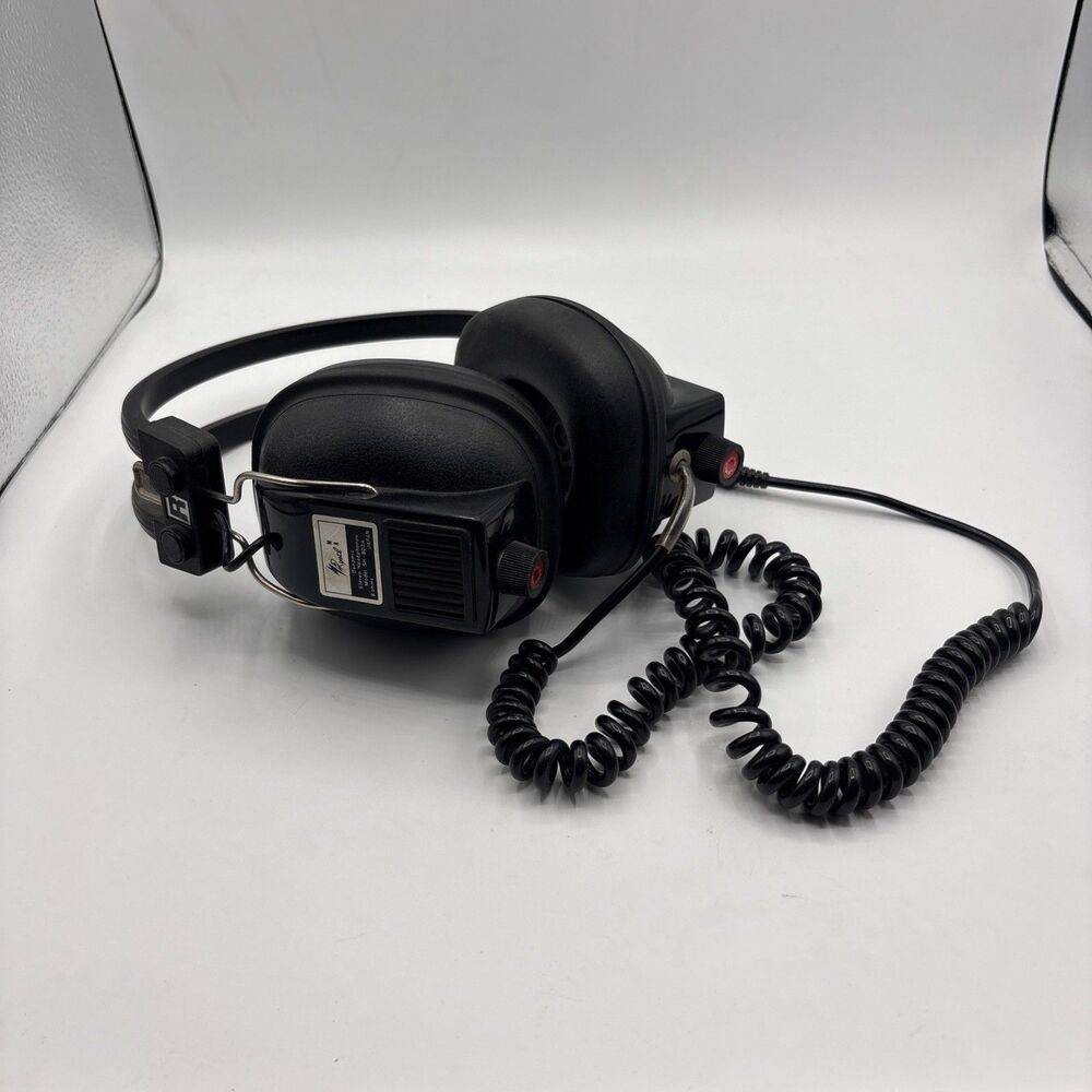 Vintage Rystl SH-803A Black Wired Volume Control Dynamic Stereo Headphones JAPAN